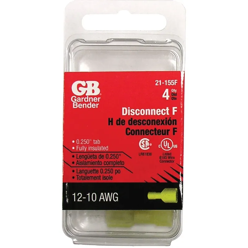 12-10 Ga. Insulated Wire Female Disconnect Yellow 4 Pk