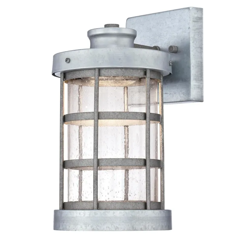 Galvanized Silver Switch Led Lantern Fixture 13 Watts Hardwired