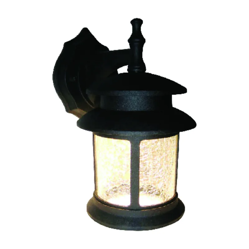 Led Wall Lantern, Outdoor, Oil-rubbed Bronze With Crackled Glass, 9-watt.