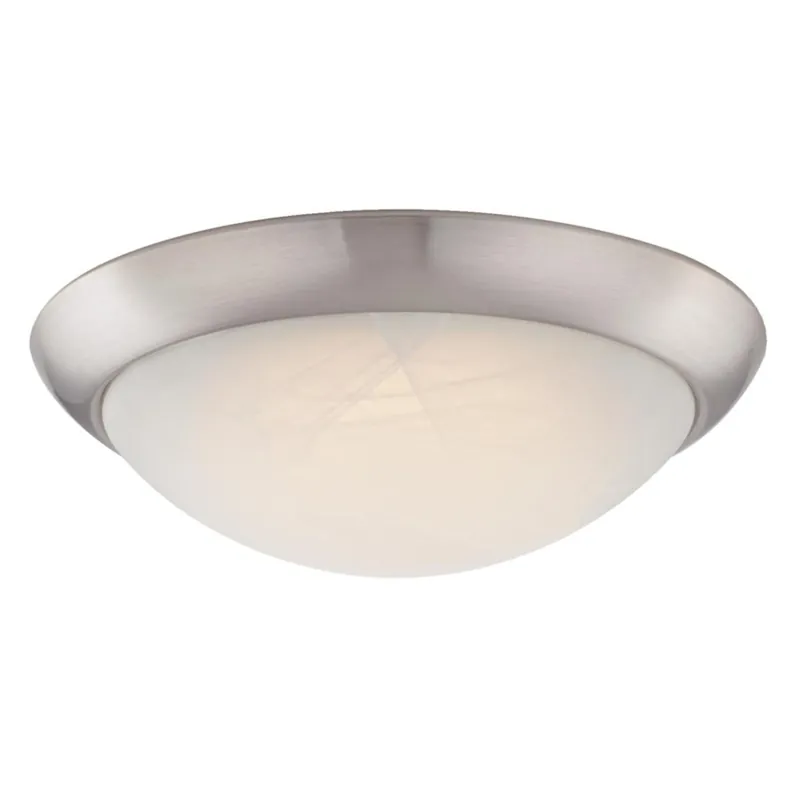 Led Ceiling Light Fixture, Flush Mount, Brushed Nickel/white Shade, 11-in.
