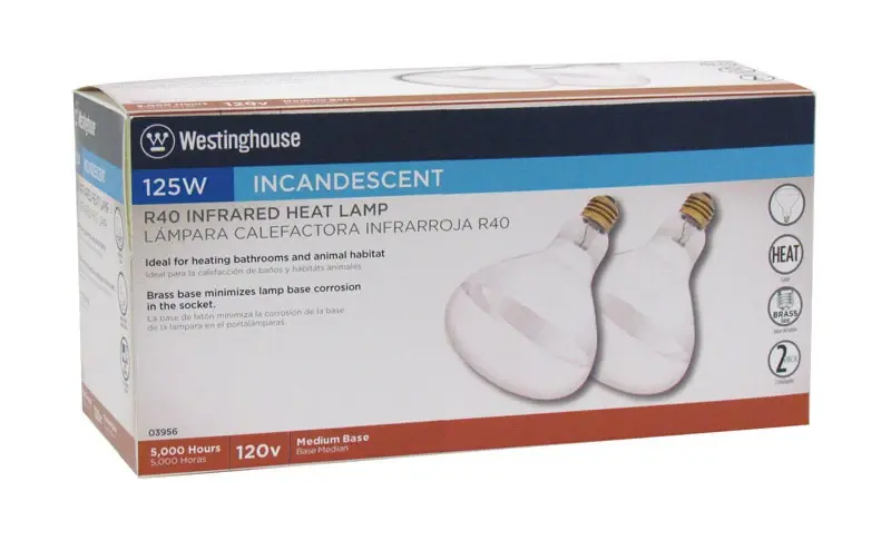 125 W R40 Heat Lamp Incandescent Light Bulb Medium Base Clear 2 Pk