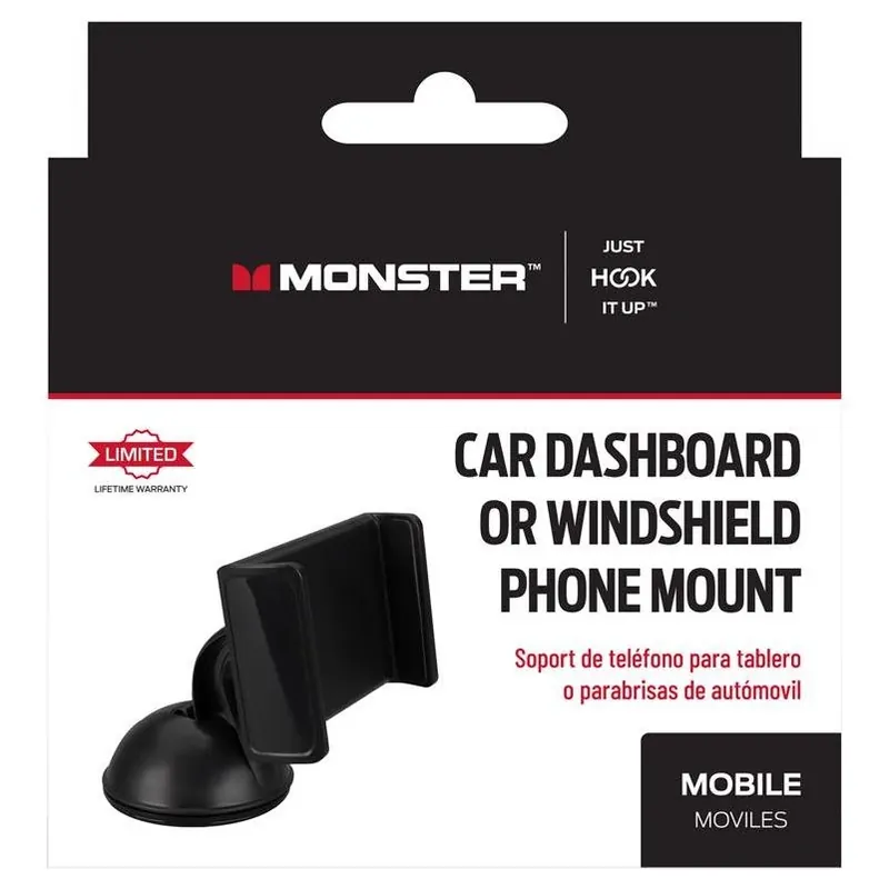 Just Hook It Up Universal Black Windshield Phone Mount – Hands‑free Car Holder