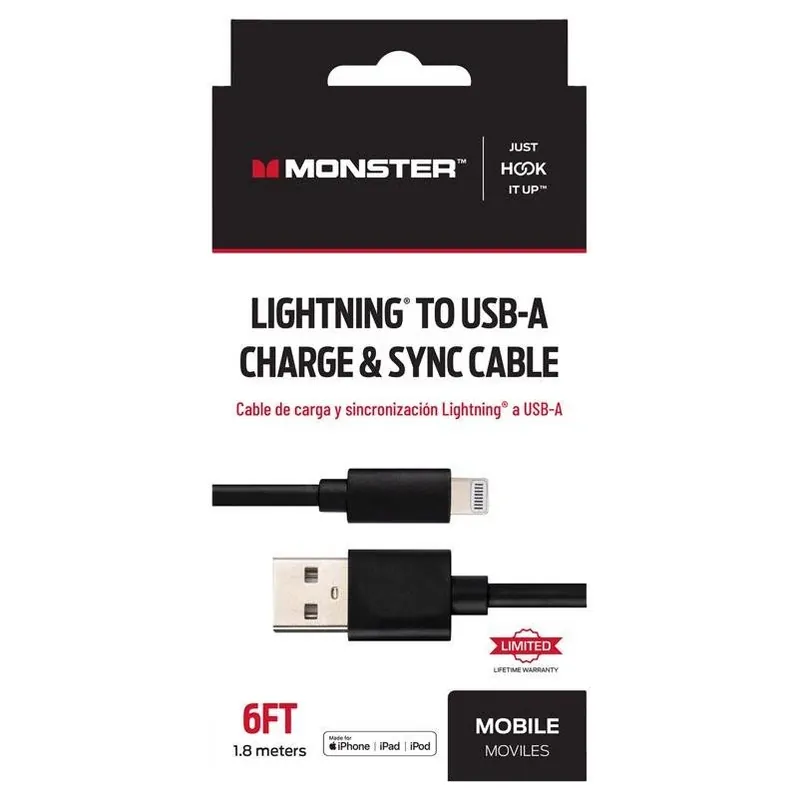 Just Hook It Up 6‑foot Lightning To Usb‑a Charging & Sync Cable – Black