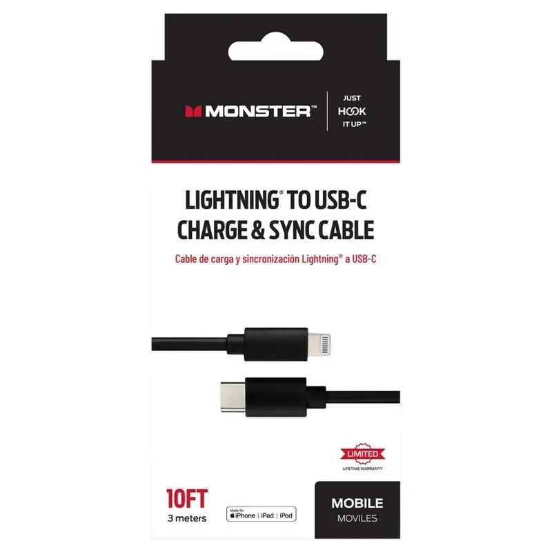 Just Hook It Up 10‑ft Lightning‑to‑usb‑c Fast Charge Cable – Black