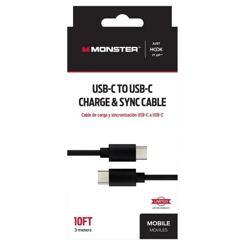 Just Hook It Up 10‑foot Usb‑c To Usb‑c Fast Charging & Sync Cable – Black