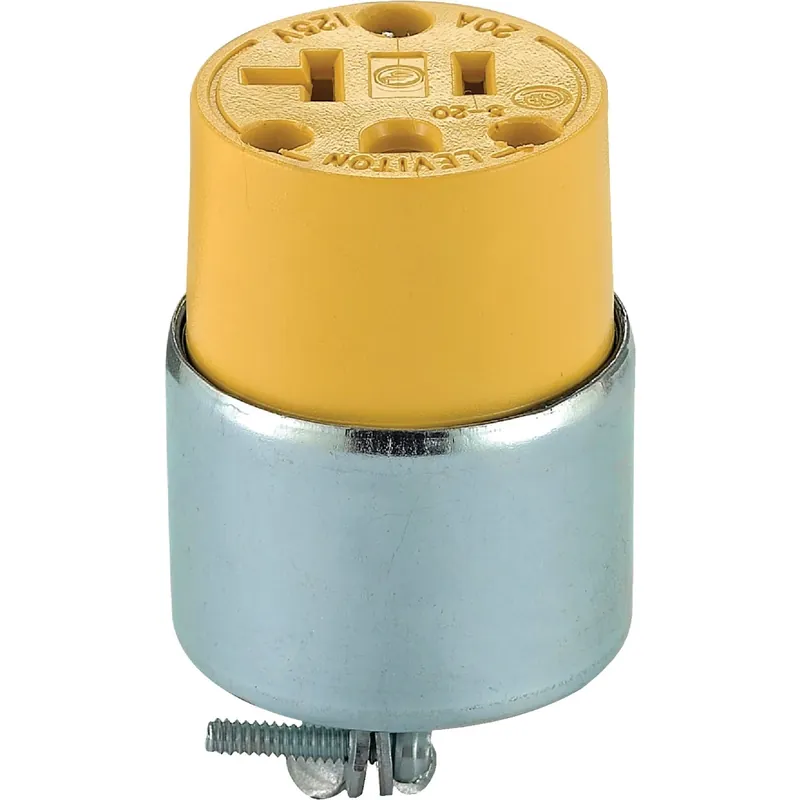 20 Amp 125 Volt 3-wire 2-pole Armored Cord Connector - Model 000-520ca