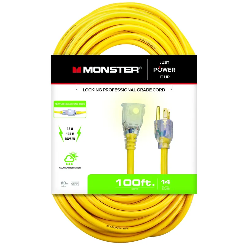 Just Power It Up Outdoor 100 Ft. Yellow Extension Cord 14/3 Sjtw