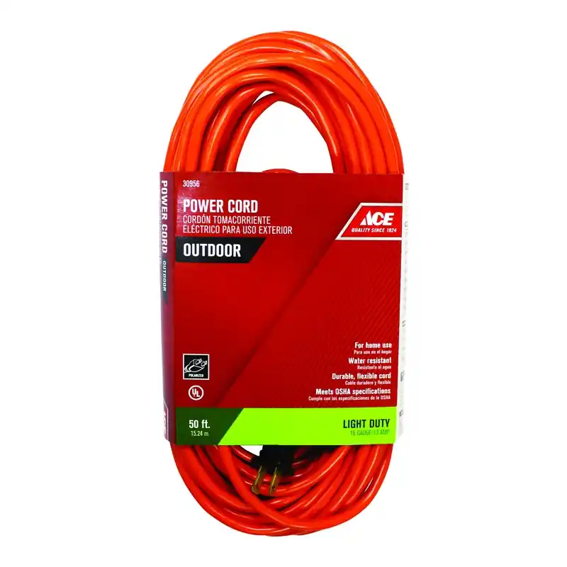 Indoor And Outdoor 50 Ft. L Orange Extension Cord 16/2 Sjtw Heavy Duty