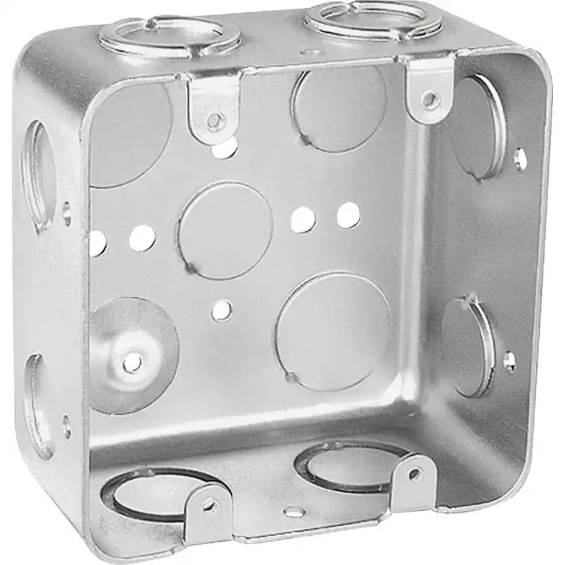 2-gang Steel Drawn Wall Box, Ul Listed, 4" X 4" X 2.125"
