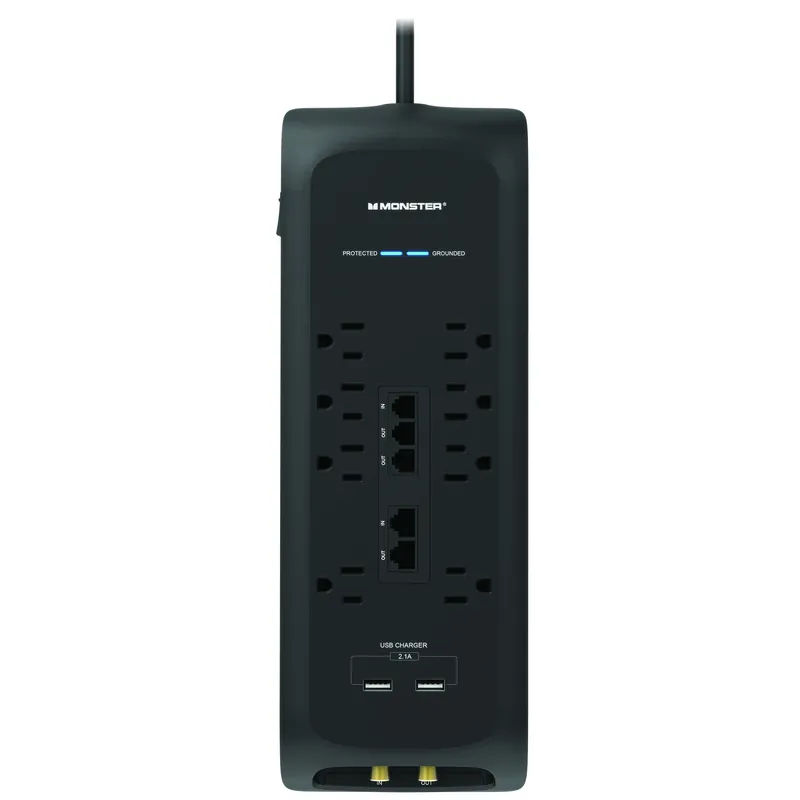 Just Power It Up 6 Ft. 8 Outlets Surge Protector With Usb Black 2160 Joules