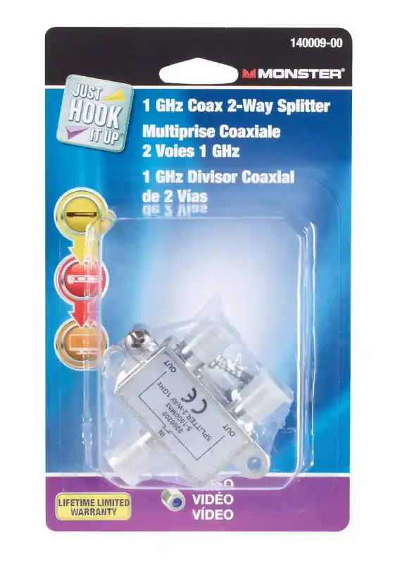 Just Hook It Up 2 Way Splitter 75 Ohm 1000 Mhz 1 Pk