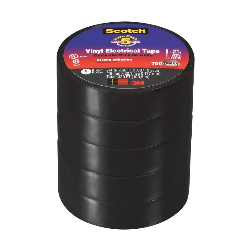 Scotch 3/4 In. W X 66 Ft. L Black Vinyl Electrical Tape