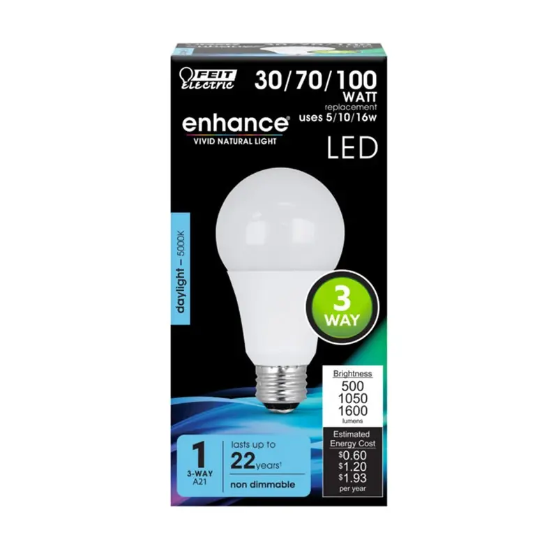 Enhance A19 E26 (medium) Led Bulb Daylight 30/70/100 Watt Equivalence 1 Pk