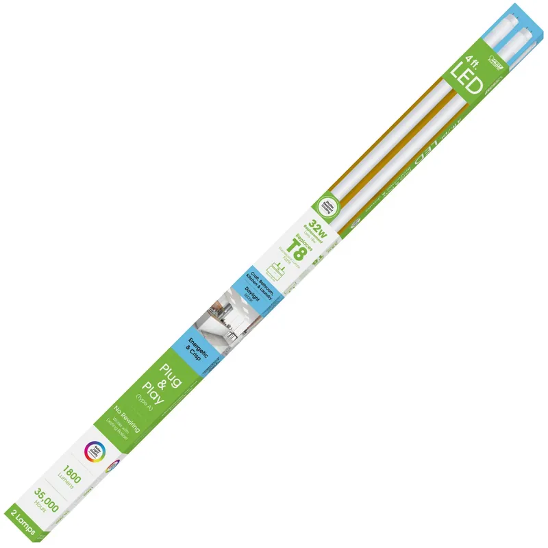 Plug & Play T8 Daylight 47.7 In. Bi-pin Linear Led Bulb 32 Watt Equivalence 2 Pk