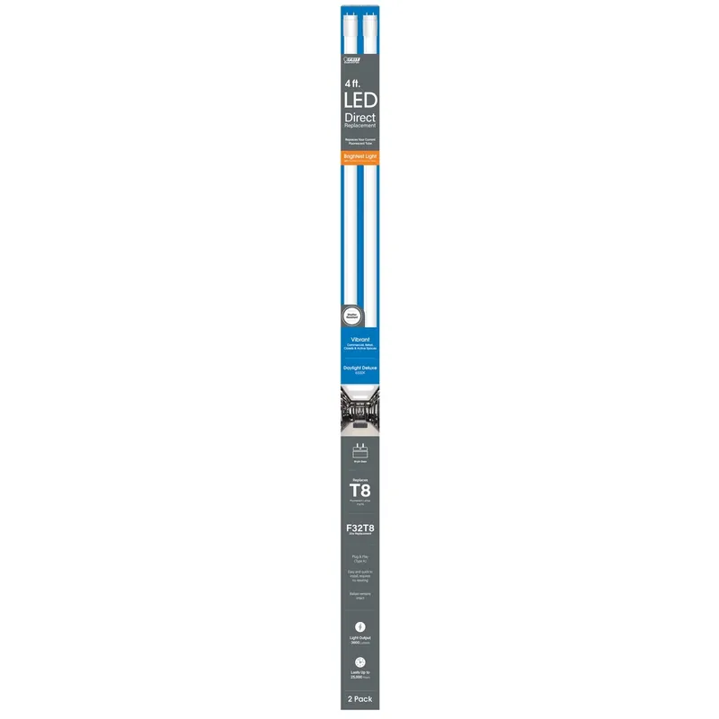 T8 Daylight Deluxe 48 In. G13 Linear Led Linear Lamp 32 Watt Equivalence 2 Pk
