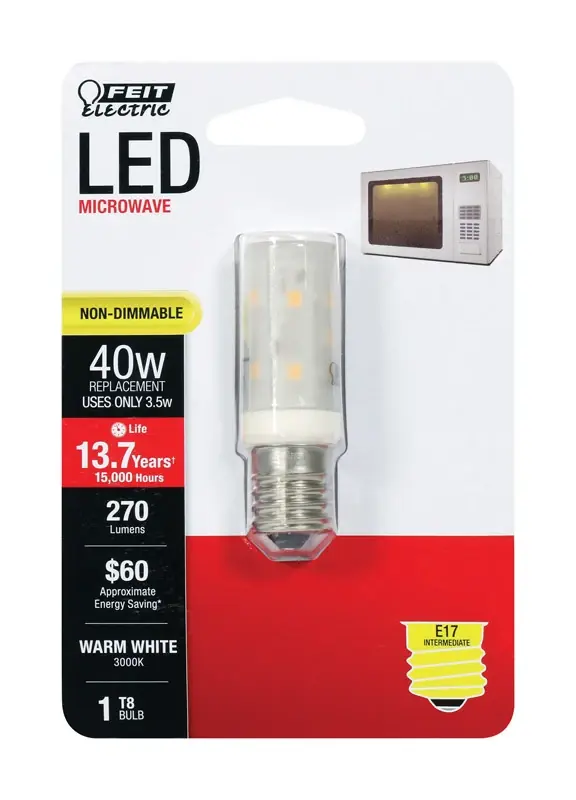 T8 E17 (intermediate) Led Bulb Warm White 40 Watt Equivalence 1 Pk