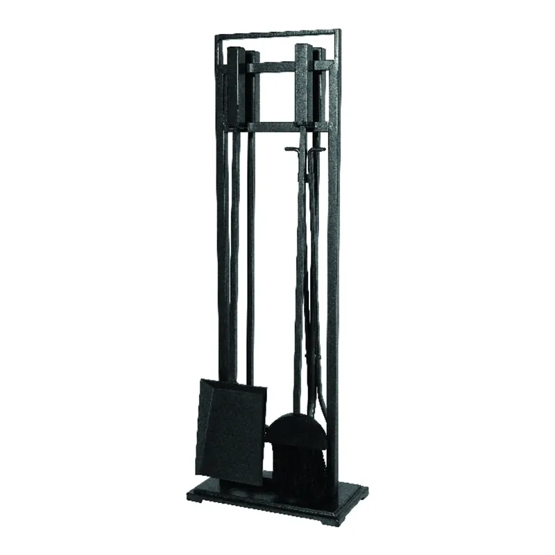 Gray Matte Metal Fireplace Tool Set - 5 Piece Hearth Accessory Set