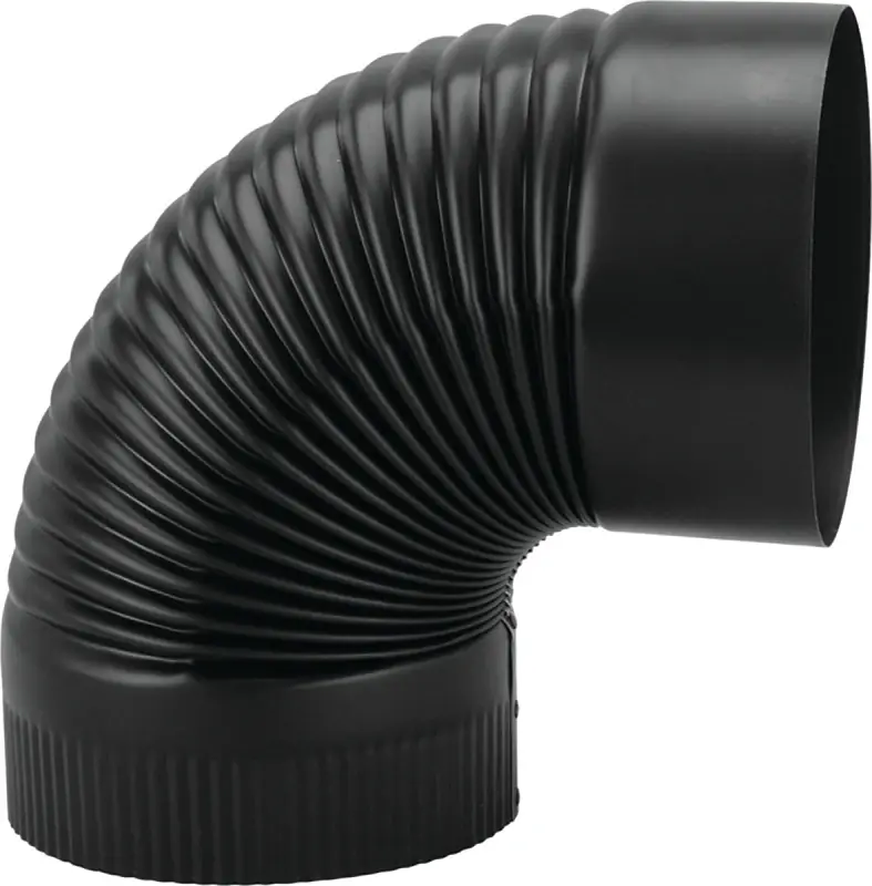 Black Stove Pipe Corrugated Elbow, 24 Gauge, 8 In.