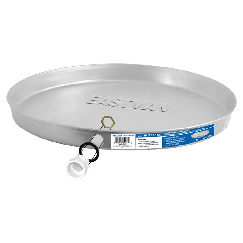 Aluminum Gas Water Heater Pan 22 Inch Inner Diameter With Drain Fitting