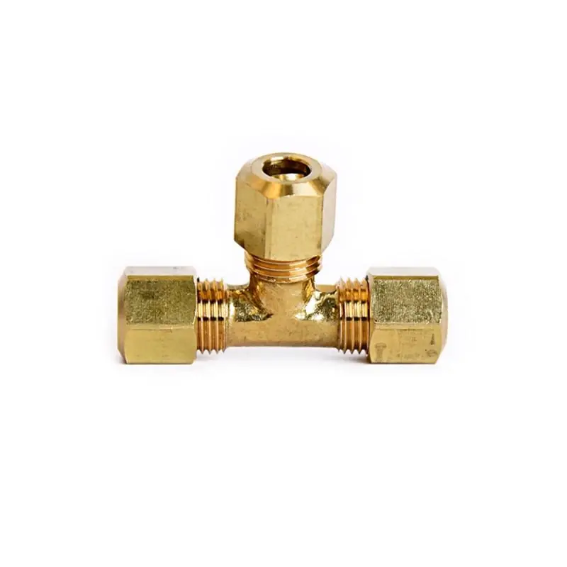 1/4 In. Compression X 1/4 In. D Compression Yellow Brass Tee Fitting