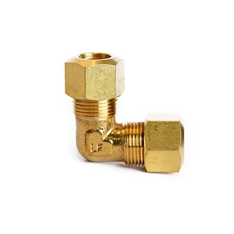 3/8 In. Compression X 3/8 In. D Compression Yellow Brass 90 Degree Elbow Fitting