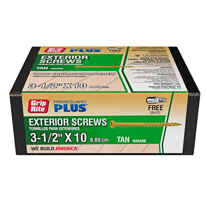 Grip-rite Primeguard Plus No. 10 Wire X 3-1/2 In. L Tan Star Bugle Head Deck Screws 1 Lb 51 Pk