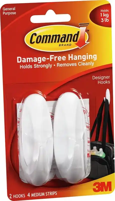 Command Medium Plastic Designer Hooks 3.15 In. L 4 Pk