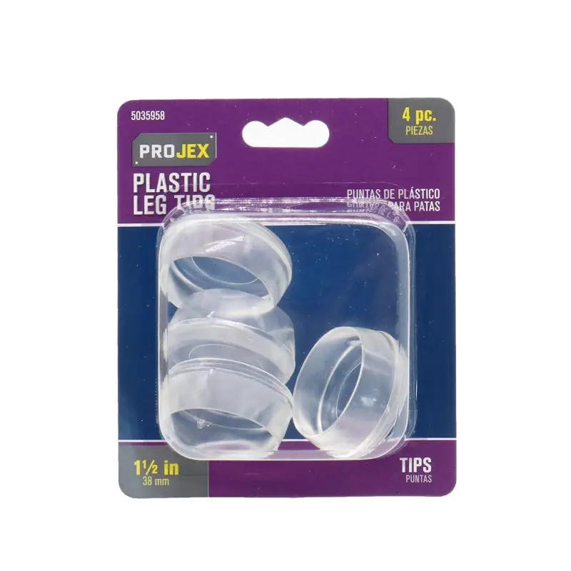 Projex Thermoplastic Ethylene Leg Tip Clear Round 1-1/2 In. W 4 Pk