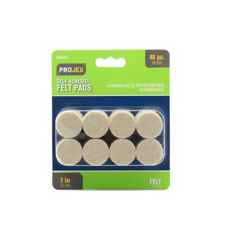 Felt Self Adhesive Surface Pad Beige Round 1 In. W 48 Pk