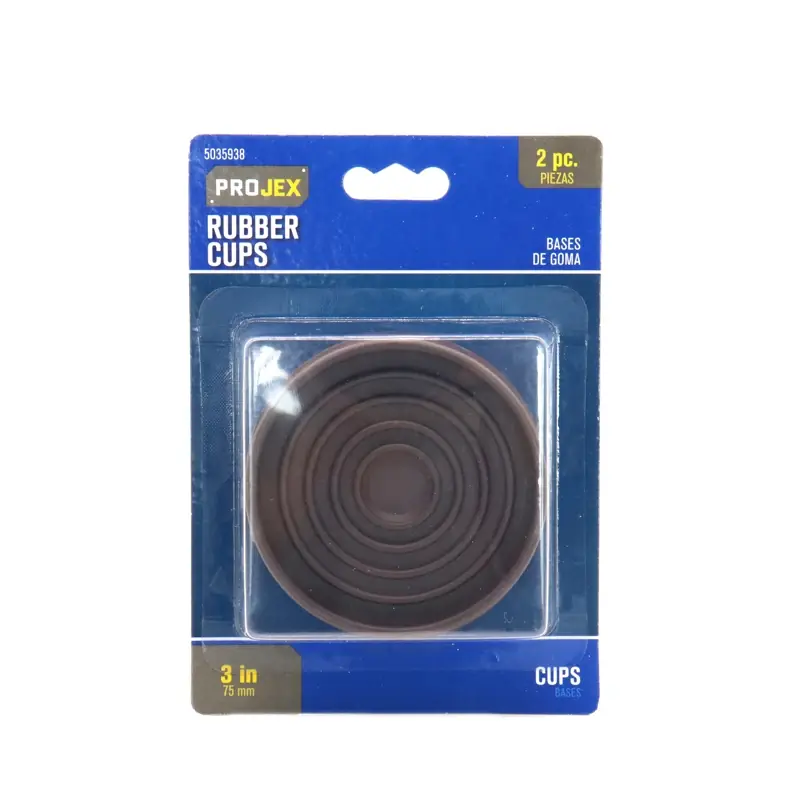 Projex Rubber Furniture Cups Brown Round 3 In. W X 3 In. L 2 Pk