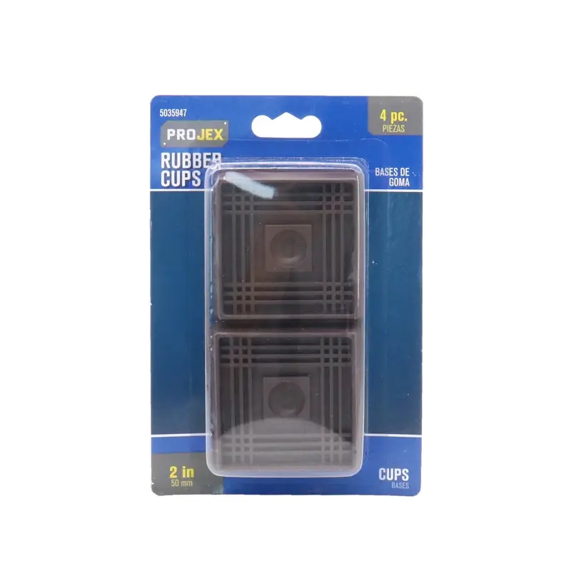 Projex Rubber Furniture Cups Brown Square 2 In. W X 2 In. L 4 Pk