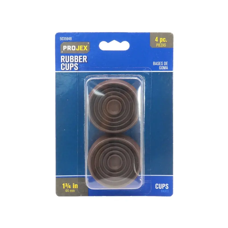 Projex Rubber Furniture Cups Brown Round 1-3/4 In. W 4 Pk