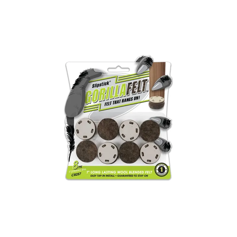 Gorillafelt Brown/gray 1 In. Tap-on Felt Chair Glide 8 Pk