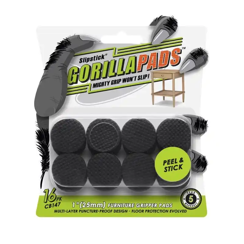 Gorillapads Furniture Gripper 1 In. W X 1 In. L Rubber Black 16 Pk