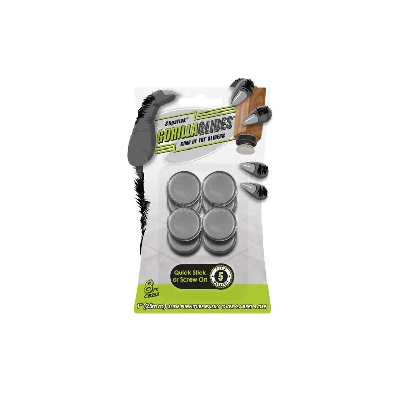Gorillaglides Gray 1 In. Screw-on Plastic Chair Glide 8 Pk