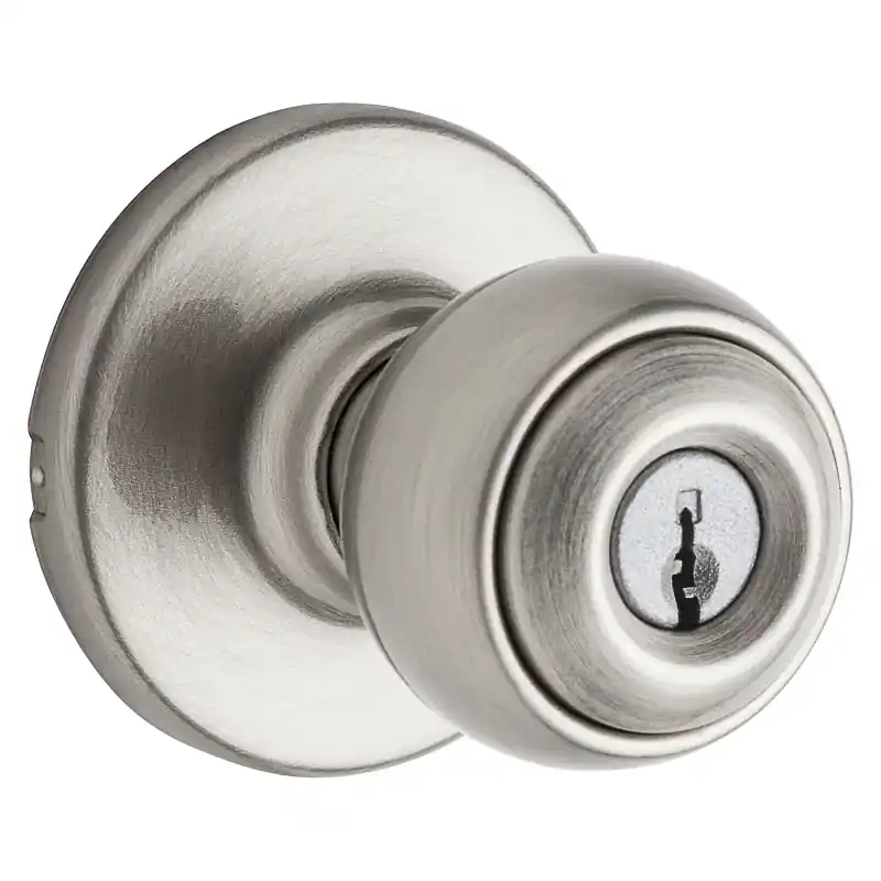 Security Polo Entry Knob Lockset, Satin Nickel