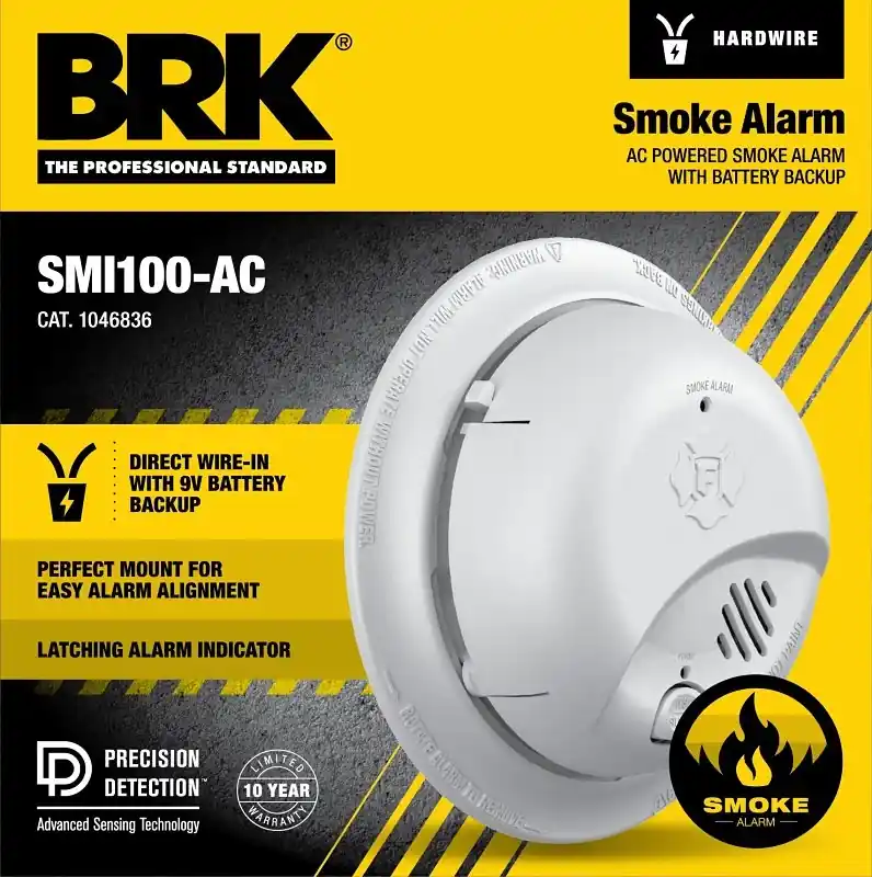 Hardwired Ionization Smoke Alarm, Battery Backup