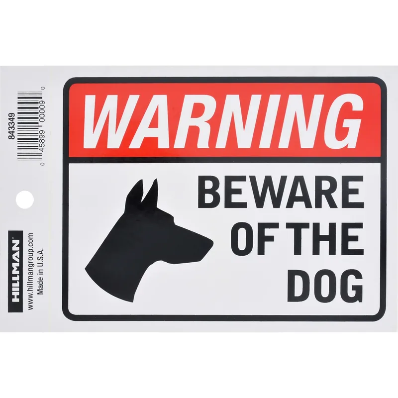 English White Beware Of Dog Decal 4 In. H X 6 In. W - Vinyl Sign
