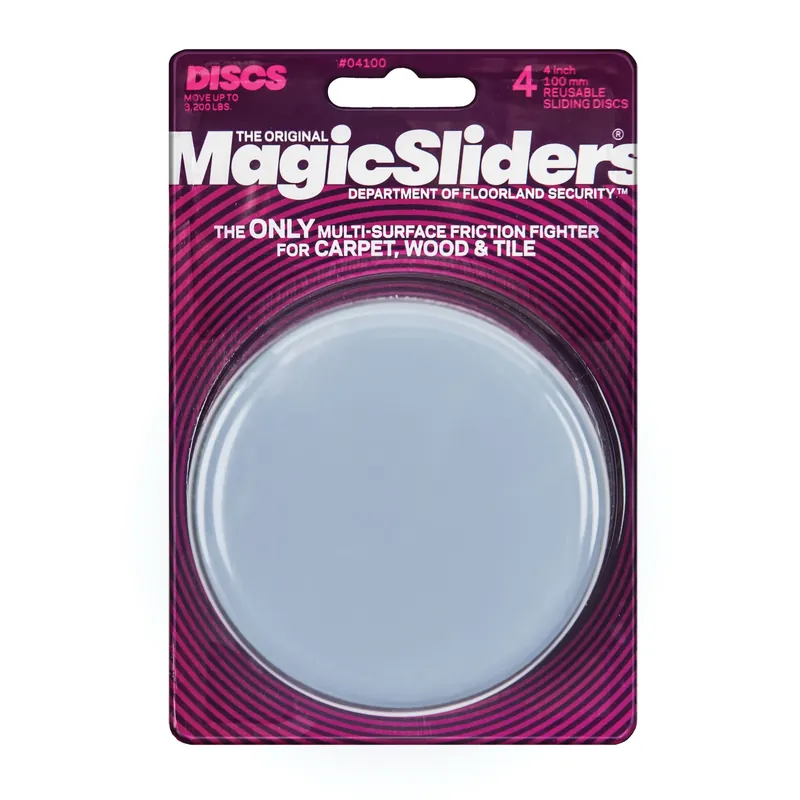 Gray 4 In. Adhesive Plastic Sliding Discs 4 Pk