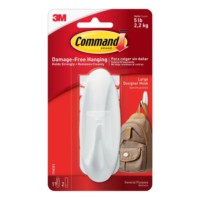 Command Large Plastic Designer Hooks 4.125 In. L 1 Pk