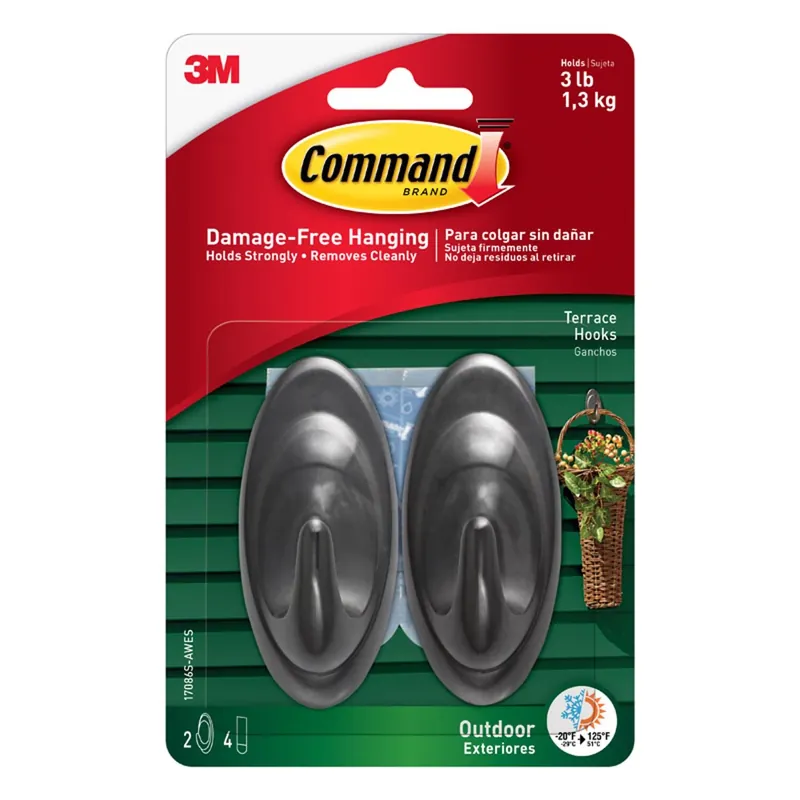 Command Medium Plastic Hook 3.25 In. L 2 Pk