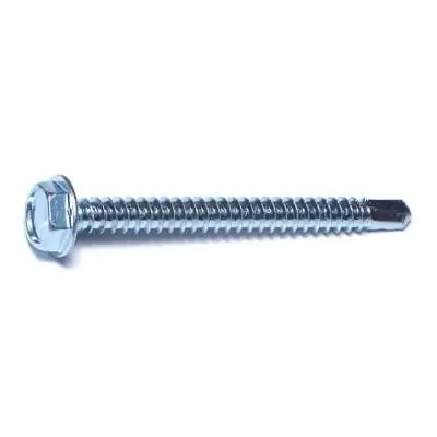 10-16 X 2 Zinc Plated Steel Hex Washer Head Self-drilling Screws - 100 Count