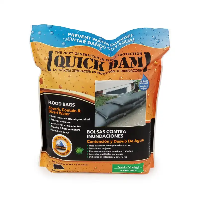 Flood Bags 3.5 In. H X 12 In. W X 24 In. L Sandless Sandbags 6 Pk