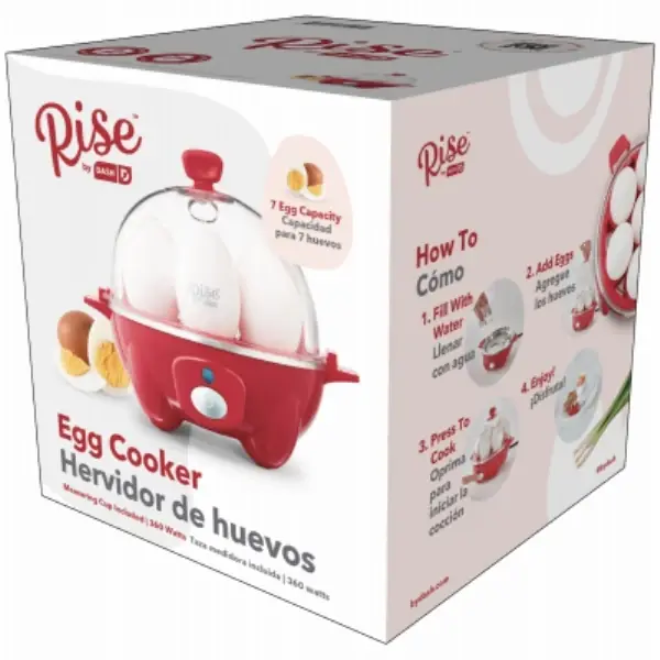 Red Electric Egg Cooker With 7 Egg Capacity And Auto Shut Off Feature