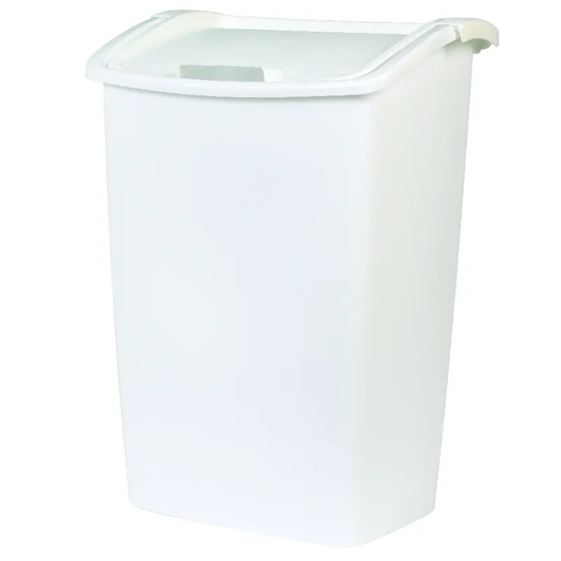 42 Qt. White Wastebasket With Lid - Dual Action Trash Can
