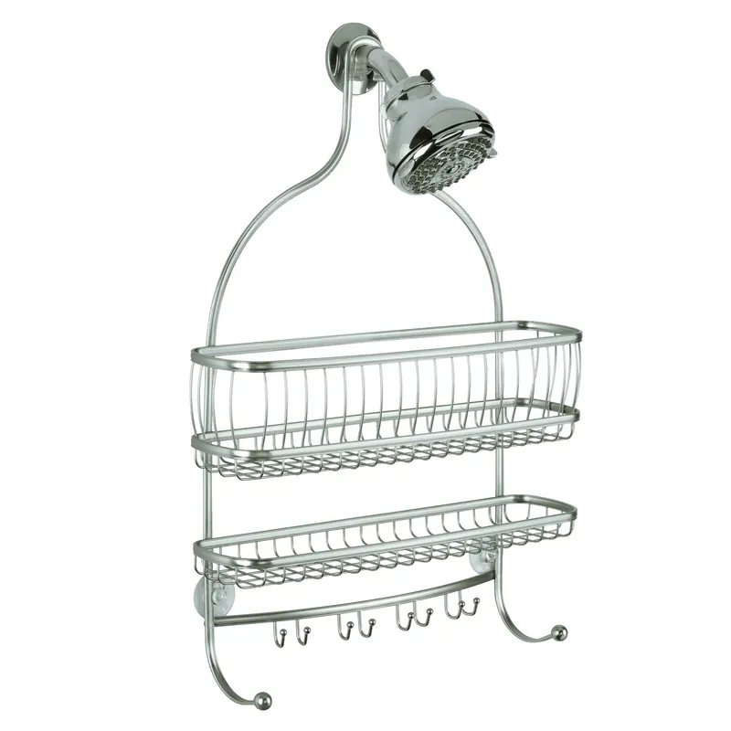 York Lyra Jumbo Satin Nickel Shower Caddy 4 In. H X 15 In. W X 21 In. L