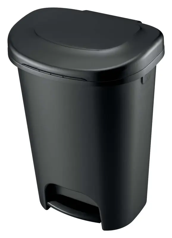 13 Gallon Black Resin Classic Step-on Wastebasket With Liner Lock