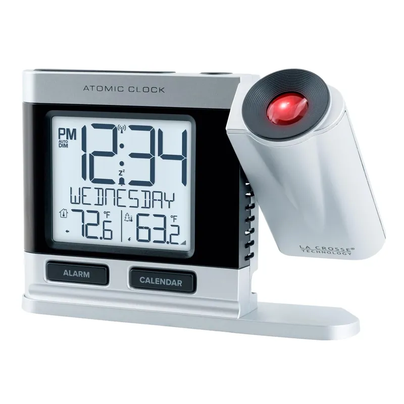 2.5 In. Silver Atomic Projection Alarm Clock Lcd Plug-in Model 616-1410