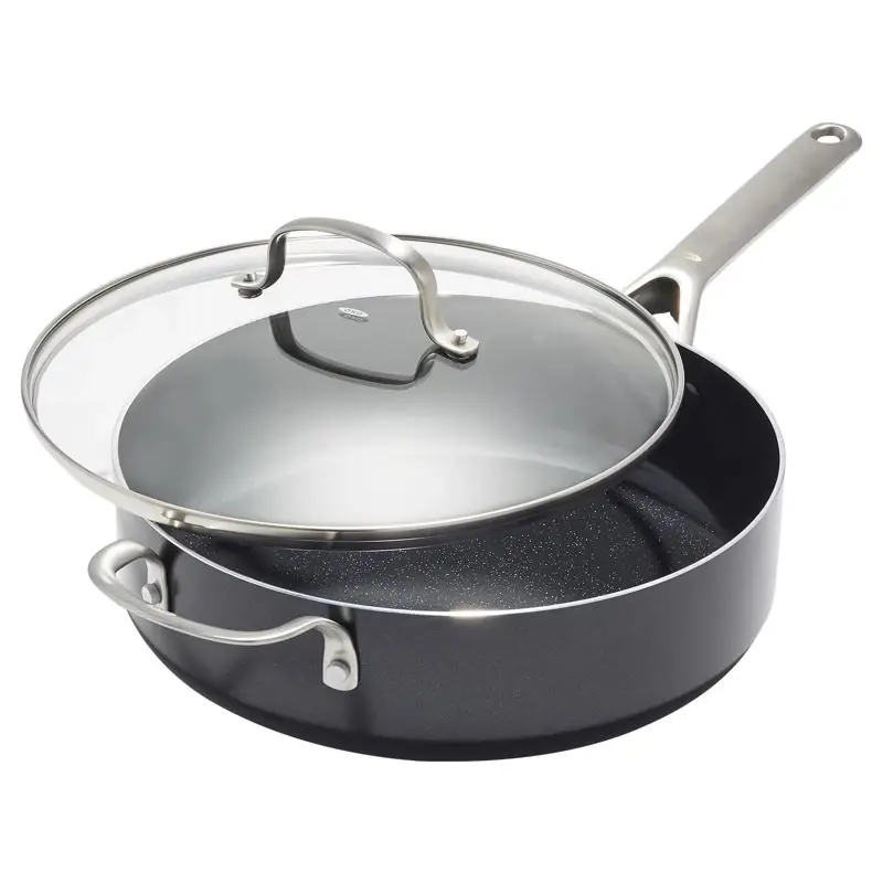 Agility Ceramic Coated Aluminum Saute Pan 5 Quart Black With Lid