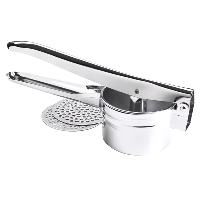 Silver Steel Potato Ricer 1 Cup Capacity With Stainless Steel Inserts